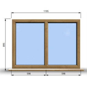 1195mm (W) x 895mm (H) Wooden Stormproof Window - 2 Non-Opening Windows - Toughened Safety Glass