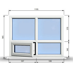 1195mm (W) x 945mm (H) PVCu StormProof Casement Window - 1 Bottom Opening (Left) -  White Internal & External
