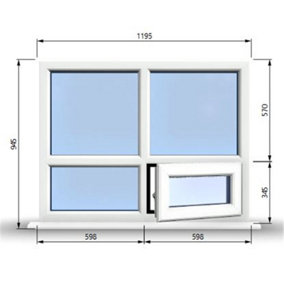 1195mm (W) x 945mm (H) PVCu StormProof Casement Window - 1 Bottom Opening (Right)  - White Internal & External