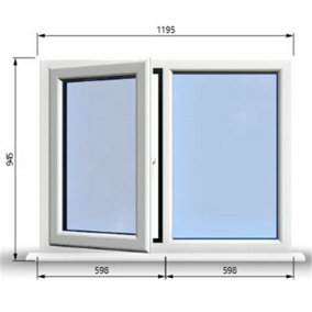 1195mm (W) x 945mm (H) PVCu StormProof Casement Window - 1 LEFT Opening Window -  Toughened Safety Glass - White