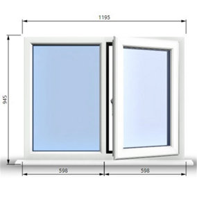 1195mm (W) x 945mm (H) PVCu StormProof Casement Window - 1 RIGHT Opening Window -  Toughened Safety Glass - White