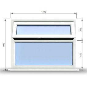 1195mm (W) x 945mm (H) PVCu StormProof Casement Window - 1 Top Opening Window - 70mm Cill - Chrome Handles -  White
