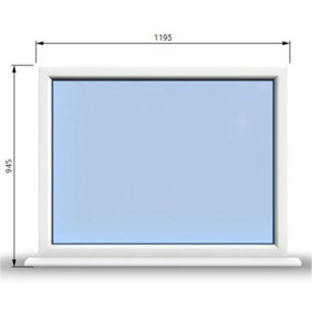 1195mm (W) x 945mm (H) PVCu StormProof Window - 1 Non Opening Window - Toughened Safety Glass - White