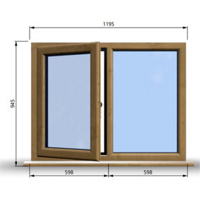 1195mm (W) x 945mm (H) Wooden Stormproof Window - 1/2 Left Opening Window - Toughened Safety Glass