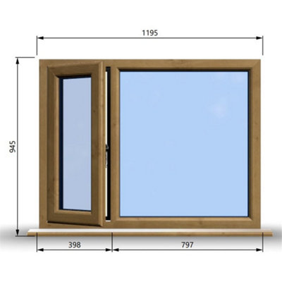 1195mm (W) x 945mm (H) Wooden Stormproof Window - 1/3 Left Opening ...