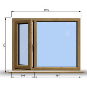 1195mm (W) x 945mm (H) Wooden Stormproof Window - 1/3 Left Opening Window - Toughened Safety Glass