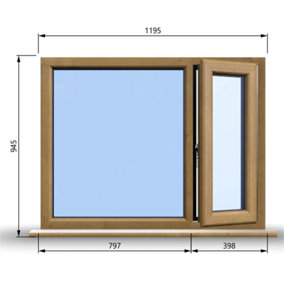 1195mm (W) x 945mm (H) Wooden Stormproof Window - 1/3 Right Opening Window - Toughened Safety Glass