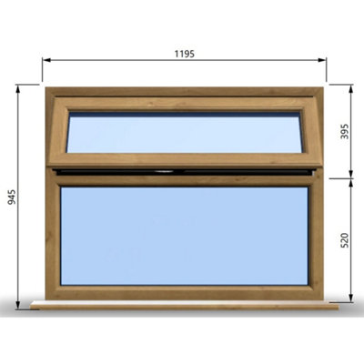 1195mm (W) x 945mm (H) Wooden Stormproof Window - 1 Top Opening Window -Toughened Safety Glass
