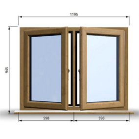 1195mm (W) x 945mm (H) Wooden Stormproof Window - 2 Opening Windows (Left & Right) - Toughened Safety Glass