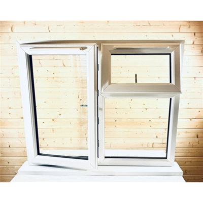 1195mm (W) x 995mm (H) PVC u StormProof  Window - 1 Opening Window (LEFT) - Top Opening Window (RIGHT) - White