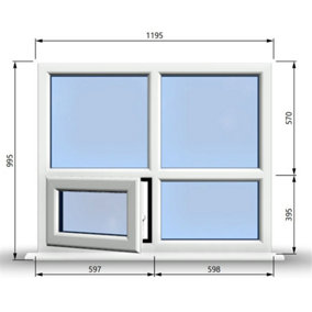 1195mm (W) x 995mm (H) PVCu StormProof Casement Window - 1 Bottom Opening (Left) -  White Internal & External
