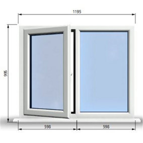 1195mm (W) x 995mm (H) PVCu StormProof Casement Window - 1 LEFT Opening Window -  Toughened Safety Glass - White