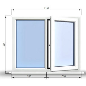 1195mm (W) x 995mm (H) PVCu StormProof Casement Window - 1 RIGHT Opening Window -  Toughened Safety Glass - White