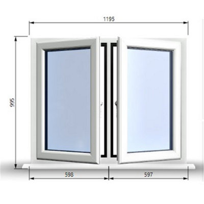 1195mm (W) x 995mm (H) PVCu StormProof Casement Window - 2 Central ...
