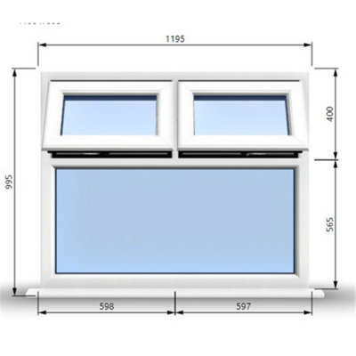 1195mm (W) x 995mm (H) PVCu StormProof Casement Window - 2 Top Opening ...
