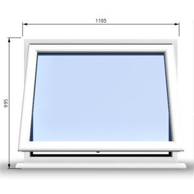 1195mm (W) x 995mm (H) PVCu StormProof Window - 1 Opening Window- 70mm Cill - Chrome Handles - Toughened Safety Glass - White