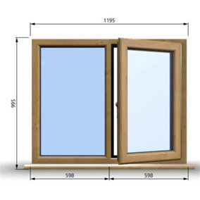 1195mm (W) x 995mm (H) Wooden Stormproof Window - 1/2 Right Opening Window - Toughened Safety Glass