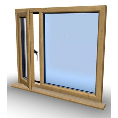 1195mm (W) x 995mm (H) Wooden Stormproof Window - 1/3 Left Opening Window - Toughened Safety Glass