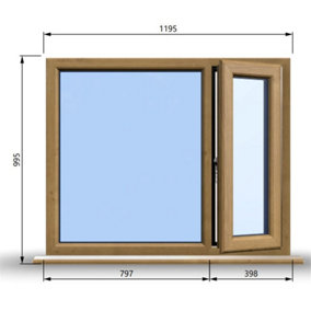 1195mm (W) x 995mm (H) Wooden Stormproof Window - 1/3 Right Opening Window - Toughened Safety Glass