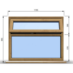 1195mm (W) x 995mm (H) Wooden Stormproof Window - 1 Top Opening Window -Toughened Safety Glass