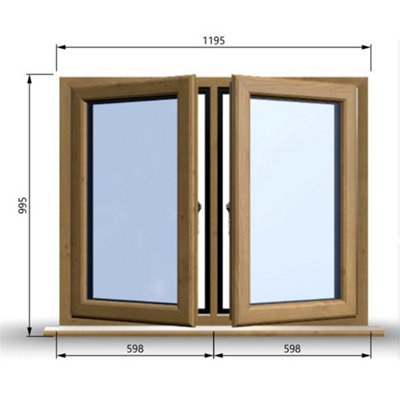 1195mm (W) x 995mm (H) Wooden Stormproof Window - 2 Opening Windows ...