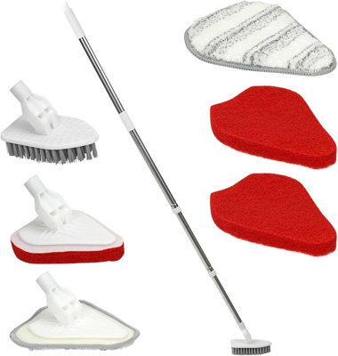119cm Long Handle Scrubbing Brush with Stiff Bristles 3 in 1 Shower Cleaning Brush Multi Function