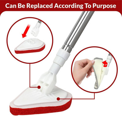 119cm Long Handle Scrubbing Brush with Stiff Bristles - 3 in 1 Shower Cleaning Brush -Multi Function Tile Sink Wall Kitchen Tub - 3