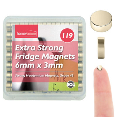 119pk Small Grade N45 Neodymium Magnets 6mm x 3mm Extra Strong Magnets for Fridge White Board