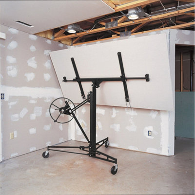 11ft Black Professional Mobile Drywall Hoist Plasterboard Lifter Caster Panel Sheet Lift - 3
