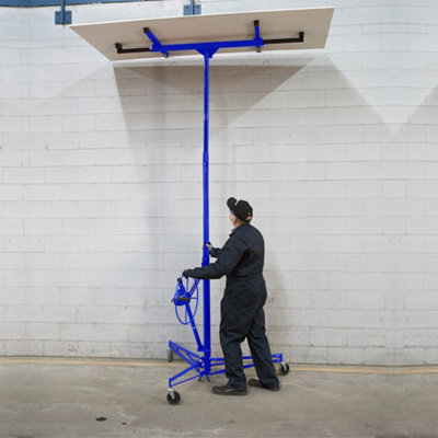 11ft Blue Professional Mobile Drywall Hoist Plasterboard Lifter Caster Panel Sheet Lift - 3