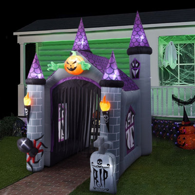 11ft Halloween Haunted House Castle Inflatable with Build-In LED