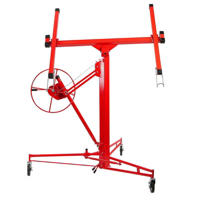 11ft Red Professional Drywall Lifter Panel Hoist Jack Tool Panel Sheet Lift with Rolling Casters