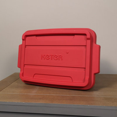 11L Black and Red Small Tuff Stackable Storage Box with Lid and Carry ...