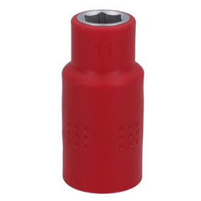11mm 1/2in drive VDE Insulated Shallow Metric Socket 6 Sided Single Hex 1000 V