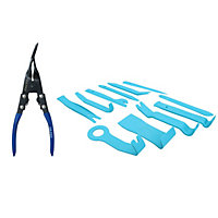 11pc Plastic Car Trim Panel Upholster Removers + Clips Fasteners Remover Pliers