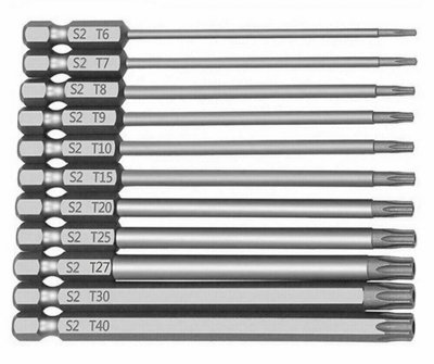 11-Piece Magnetic Security Torx Screwdriver Bit Set, T6-T40, Tamper Proof Star Bits, S2 Steel