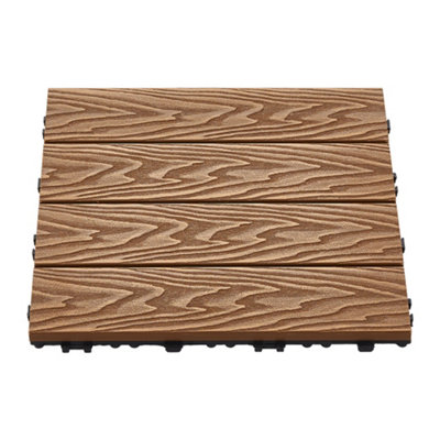 11pcs Wood Grain Interlocking Deck Tiles Wooden Floor Tiles 30cm x