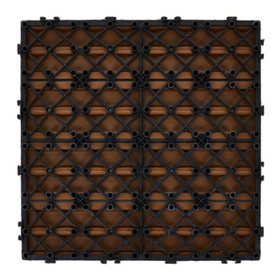 11pcs Wood Grain Interlocking Deck Tiles Wooden Floor Tiles 30cm x