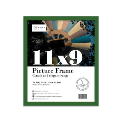 11x9 Green Picture Frame (27.9 x 22.9cm) Poster, Photo, Artwork, Gallery Wall or Print