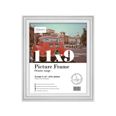 11x9 White Ornate Picture Frame (27.9 x 22.9cm) Poster, Photo, Artwork, Gallery Wall or Print