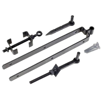 12" 300mm Adjustable Double Strap Field Gate Hinge Set BLACK Heavy Duty