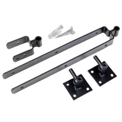 12" 300mm Double Strap Farm Gate Hinge Hook Plates Set BLACK Heavy Duty