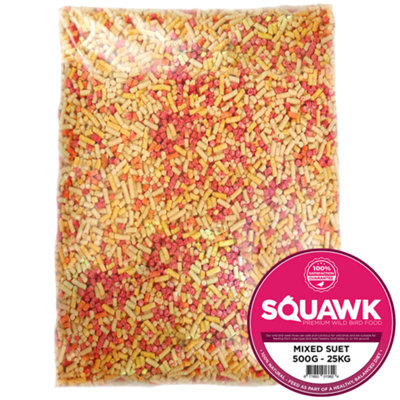12.5kg SQUAWK Mixed Suet Pellets - High Energy Mealworm Berry Wild Garden Bird Food
