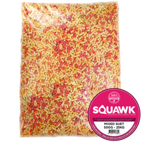12.5kg SQUAWK Mixed Suet Pellets - High Energy Mealworm Berry Wild Garden Bird Food