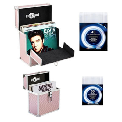12 & 7 inch Aluminium LP & EP Vinyl Case, Rose Gold, with 40 & 35 PP ...