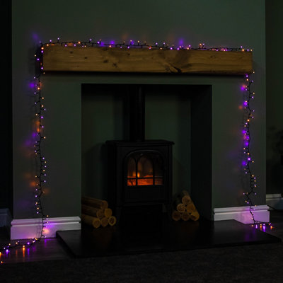 12.9m Light up Halloween Glow Worm String Lights with 520 Purple and Orange LEDs