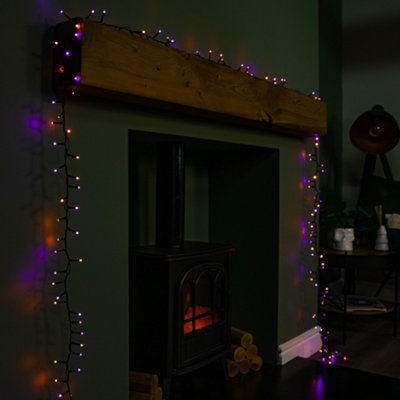 12.9m Light up Halloween Glow Worm String Lights with 520 Purple and Orange LEDs - 3