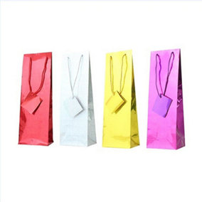 12 Assorted Holographic Gift Bags for Wine Bottle Christmas Present