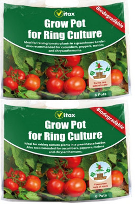 12 Biodegradable Grow Pots For Ring Culture Vitax Pots Tomato Peppers Aubergines