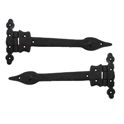 12" Black PAIR of Leaf Cast Iron Hinges